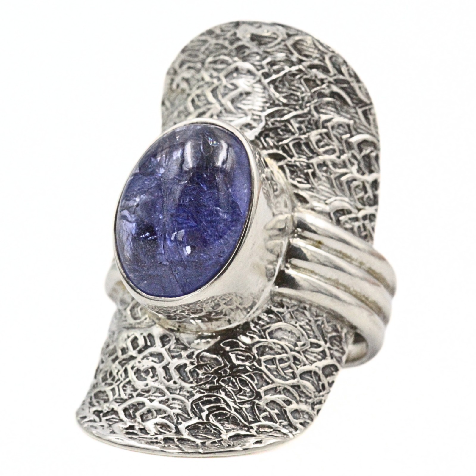 Statement Signed Sterling Silver Lavander Tourmaline Cocktail Ring Sz 7.