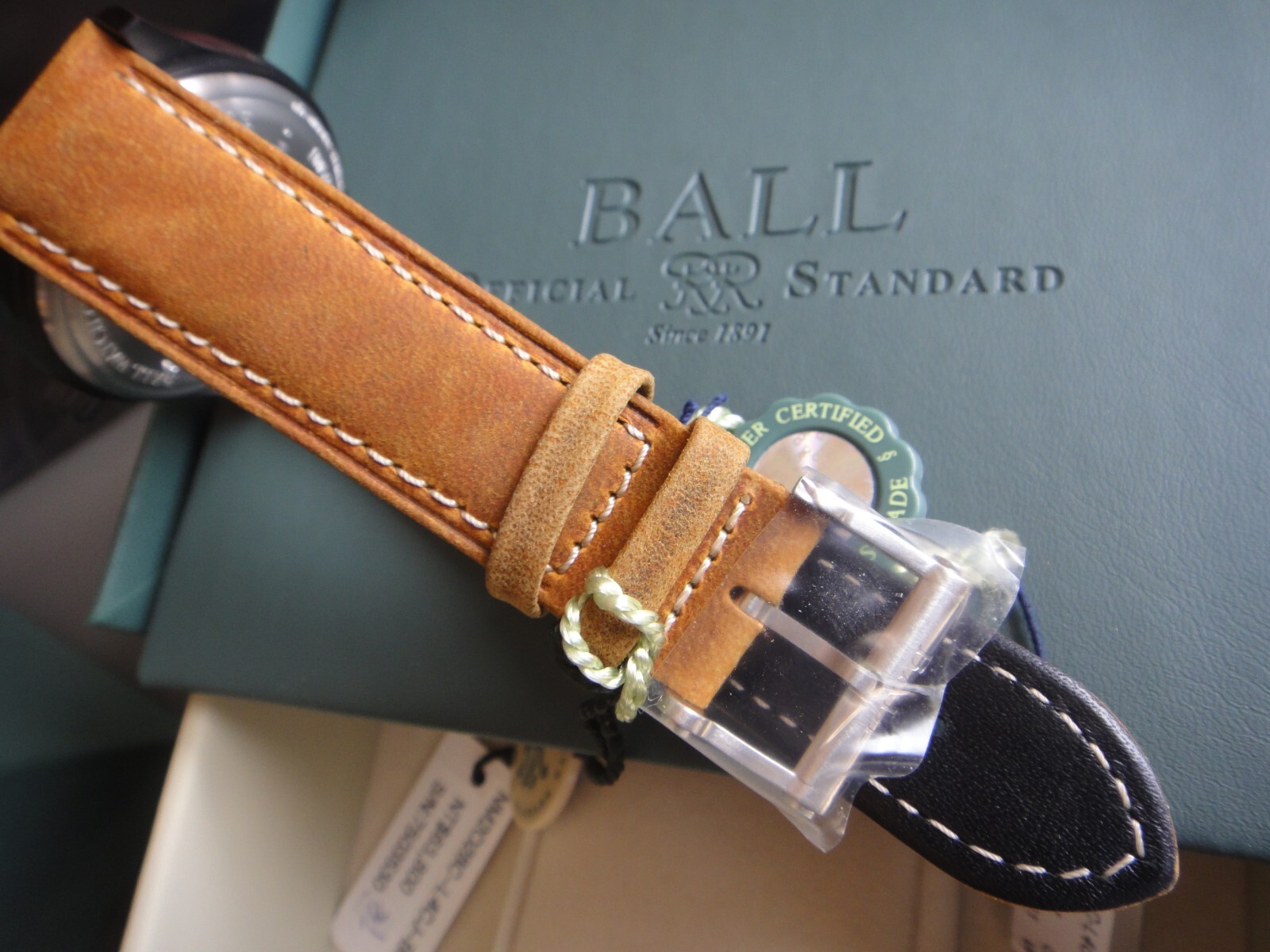 Genuine Ball Engineer II NM2028C 21mm x20mm leather strap band bracelet NEW