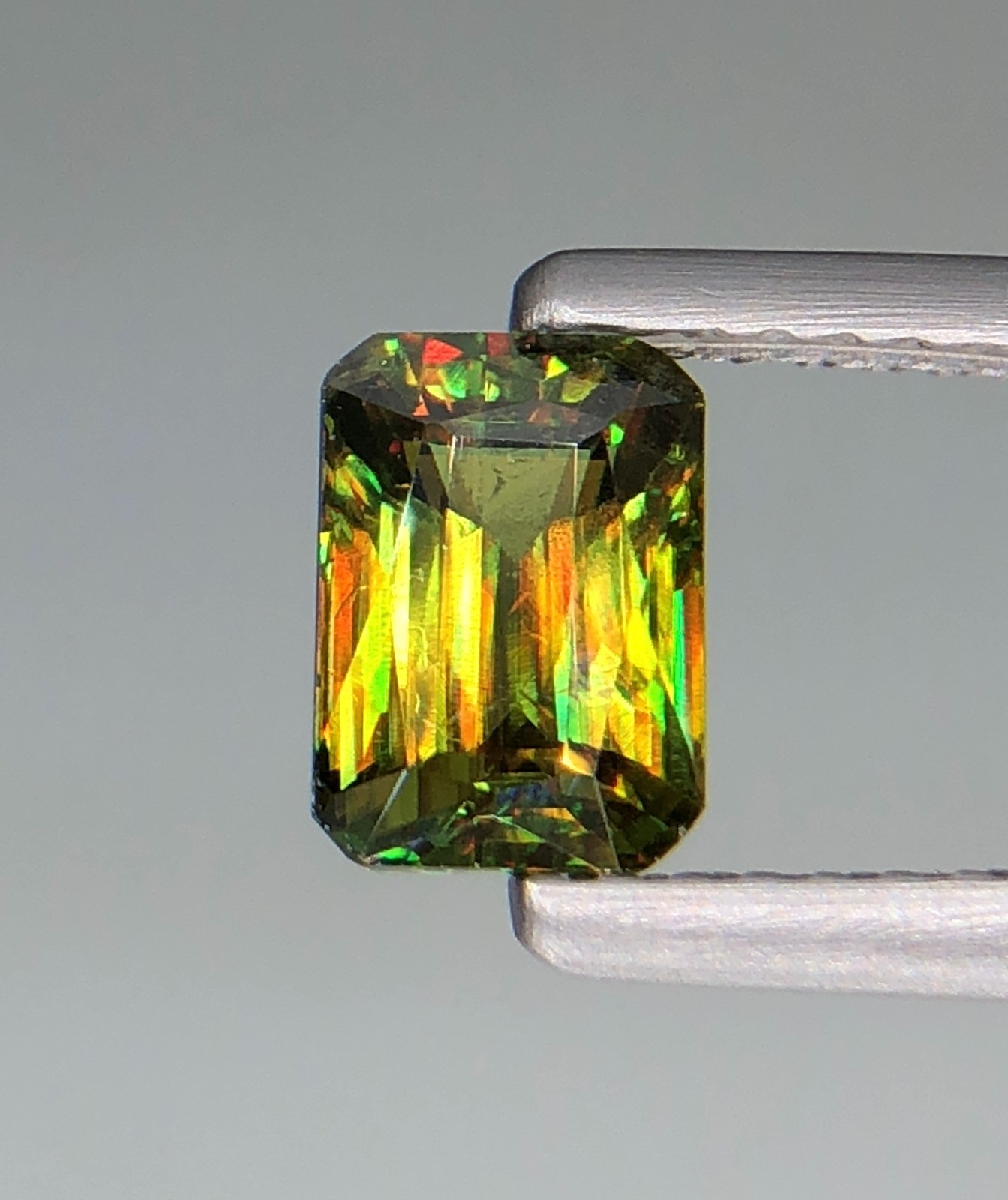 1.20 Ct Natural Faceted Full Fire Sphene / Titanite Emerald Cut Loose Gemstone