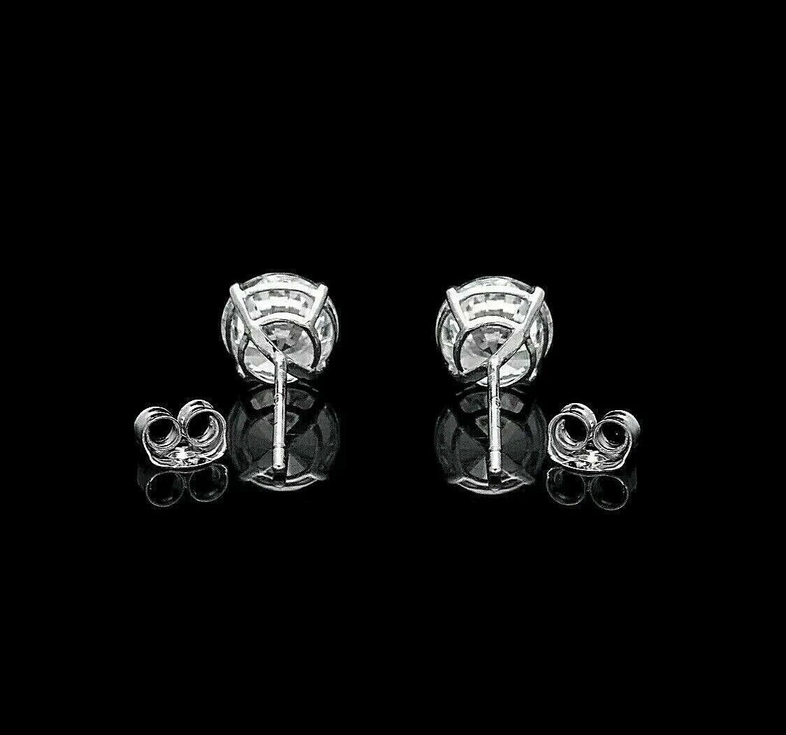 2Ct Lab-Created Diamond Solitaire Push Back Stud Earrings 14K White Gold Finish