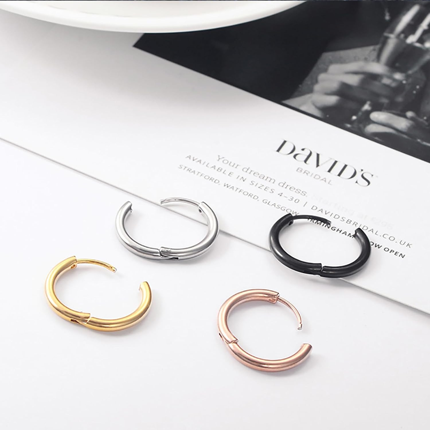 316L Surgical Stainless Steel Huggie Hoop Earrings 6Mm 8Mm 10Mm 11Mm 12Mm 14Mm H