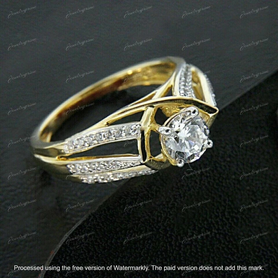 3Ct Round Cut Lab Created Diamond Engagement Ring 14K Two Tone Gold Plated