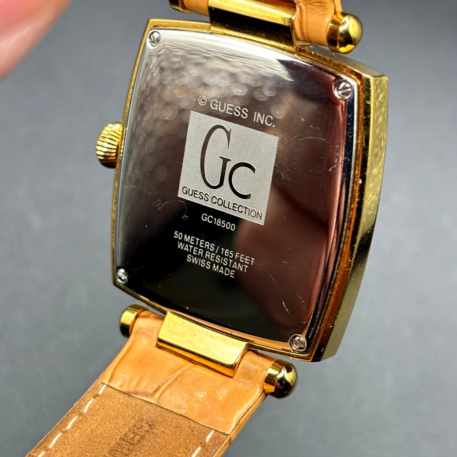 Vintage Gc 18500 Swiss Made Gold Tone Quartz Watch Full Set Box Papers