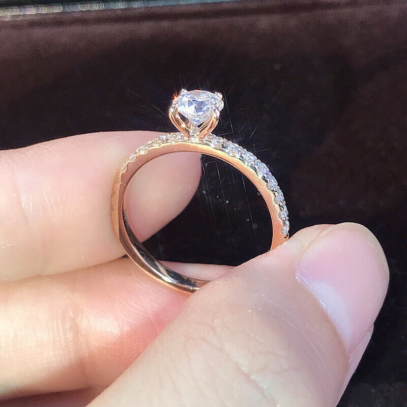 Exquisite Silver Round Artificial Sapphire Ring Women Wedding Bride Jewelry