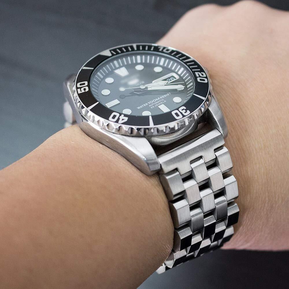 20 22 24mm Brushed Stainless Steel Watch Band Bracelet 5 Rows Engineer Wristband