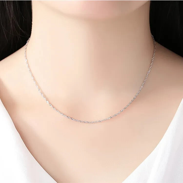 Sterling Silver Singapore Chain Necklace 16 18 20 22 24 inch – Solid 925 Silver