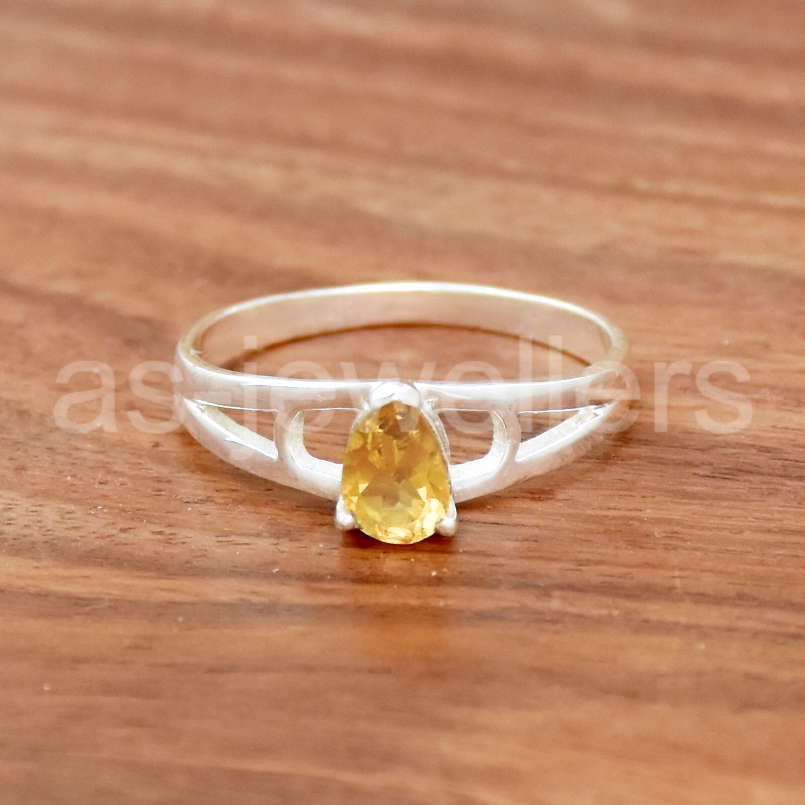 925 Sterling Silver, Yellow Gemstone Ring, Oval Shape Citrine Ring, Dainty Ring