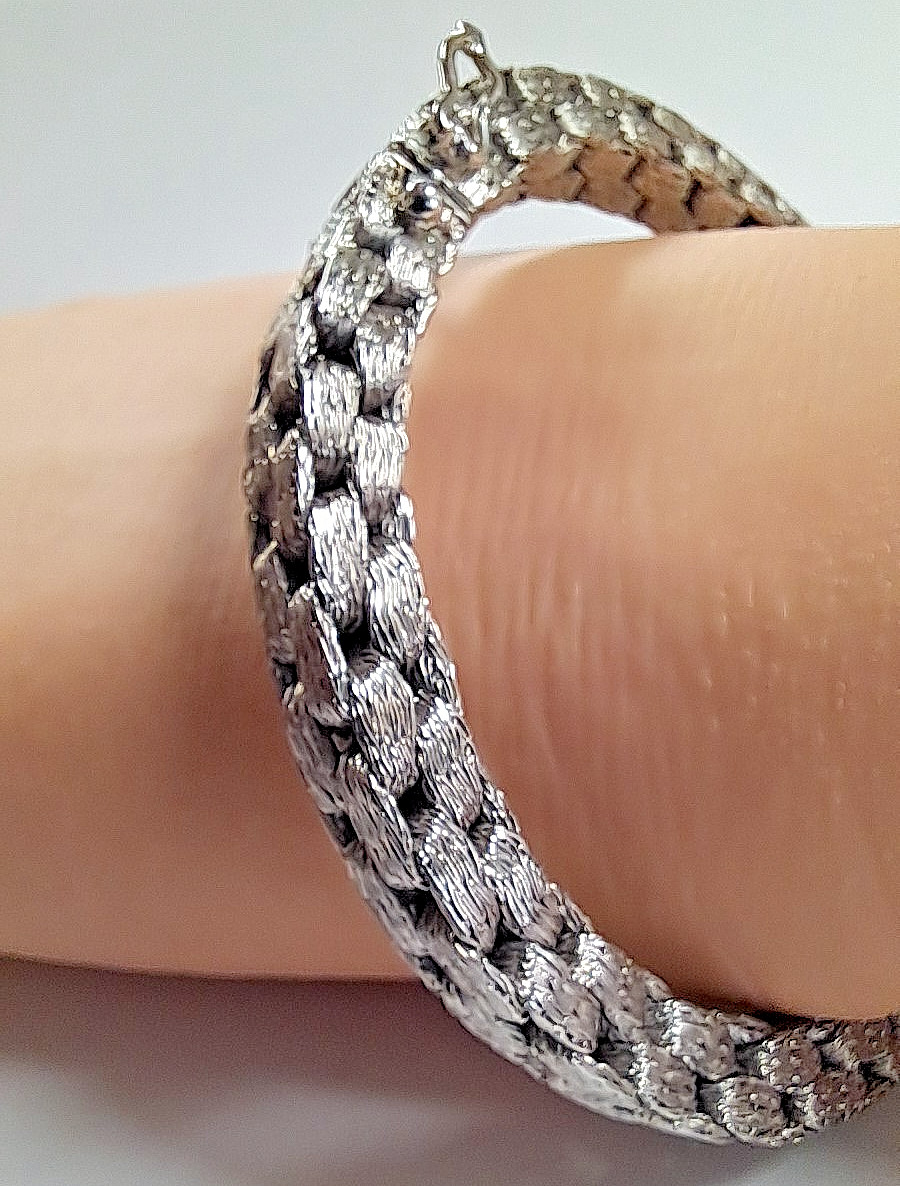 WOW!! CUSTOM HAND-MADE STERLING SILVER “WOVEN LINK” BRACELET (6mm 7.5″ 30.95GR