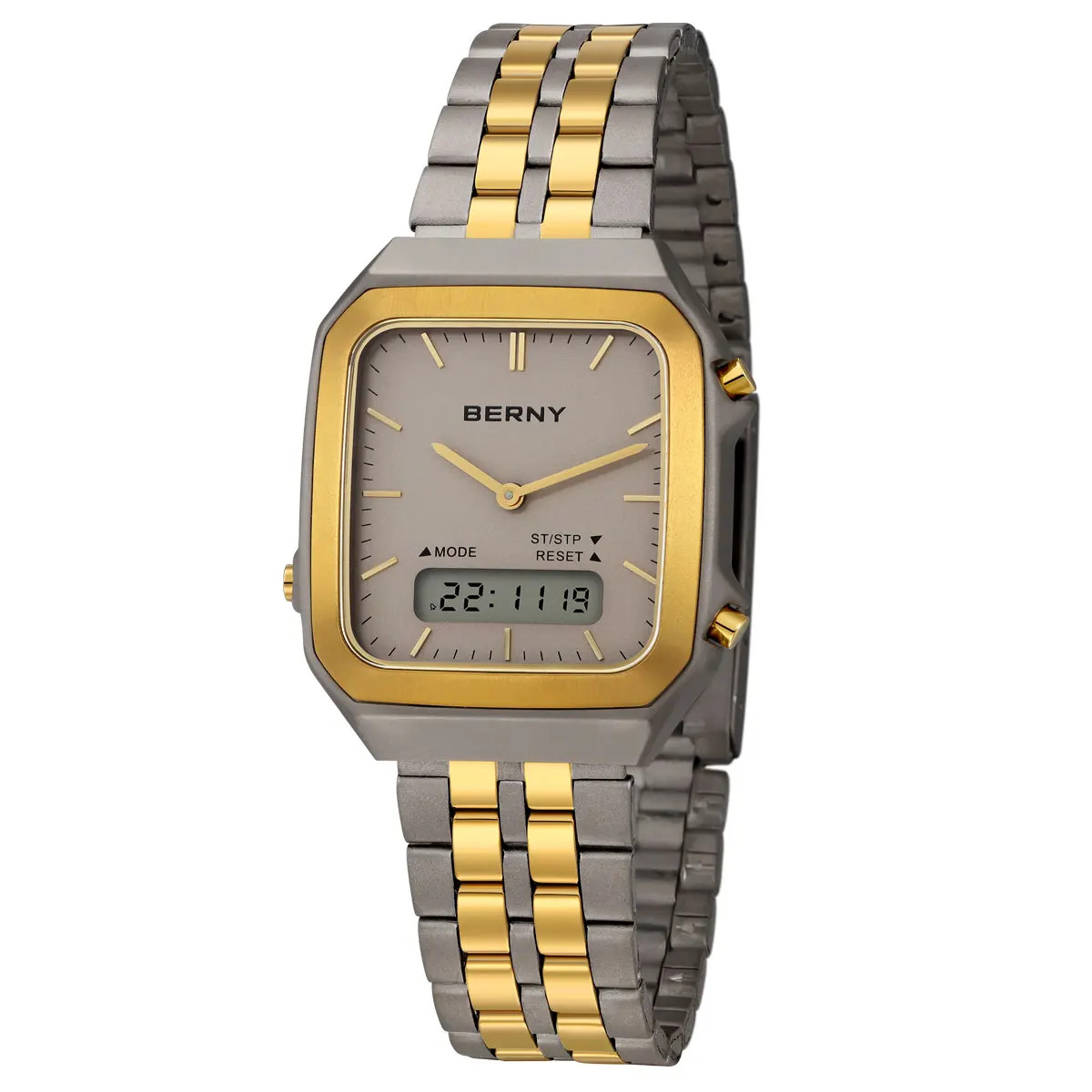BERNY Titanium Men’s Watch Square Analog-Digital Sapphire Waterproof