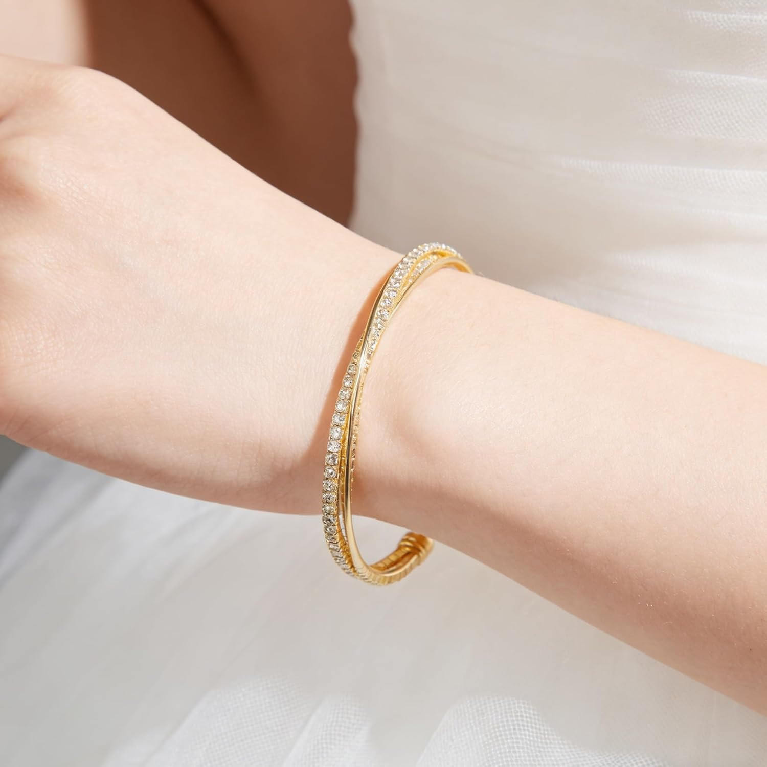 Bangle Sparkly Cute Valentine Day Gift Rhinestone Cuff Bracelet Bridesmaid Wedd