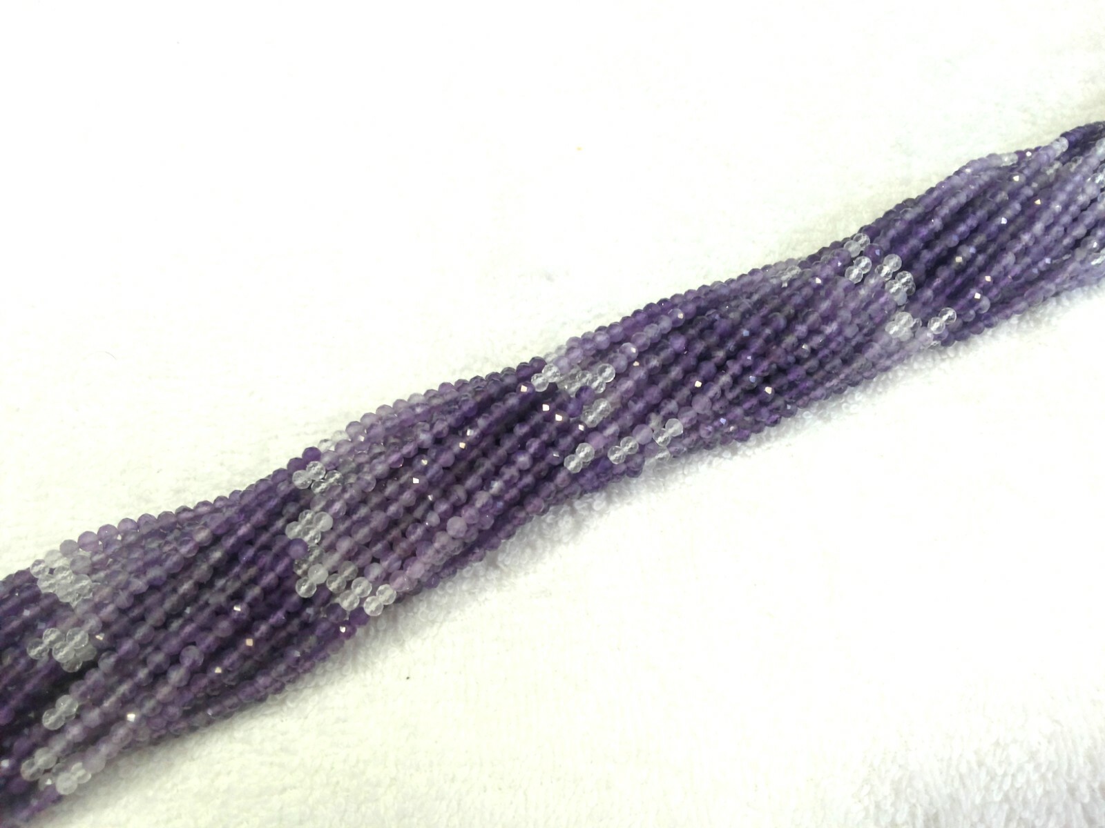 5 Strand Natural Amethyst Shaded Round Faceted 3-3.5mm Loose Beads 12″inch