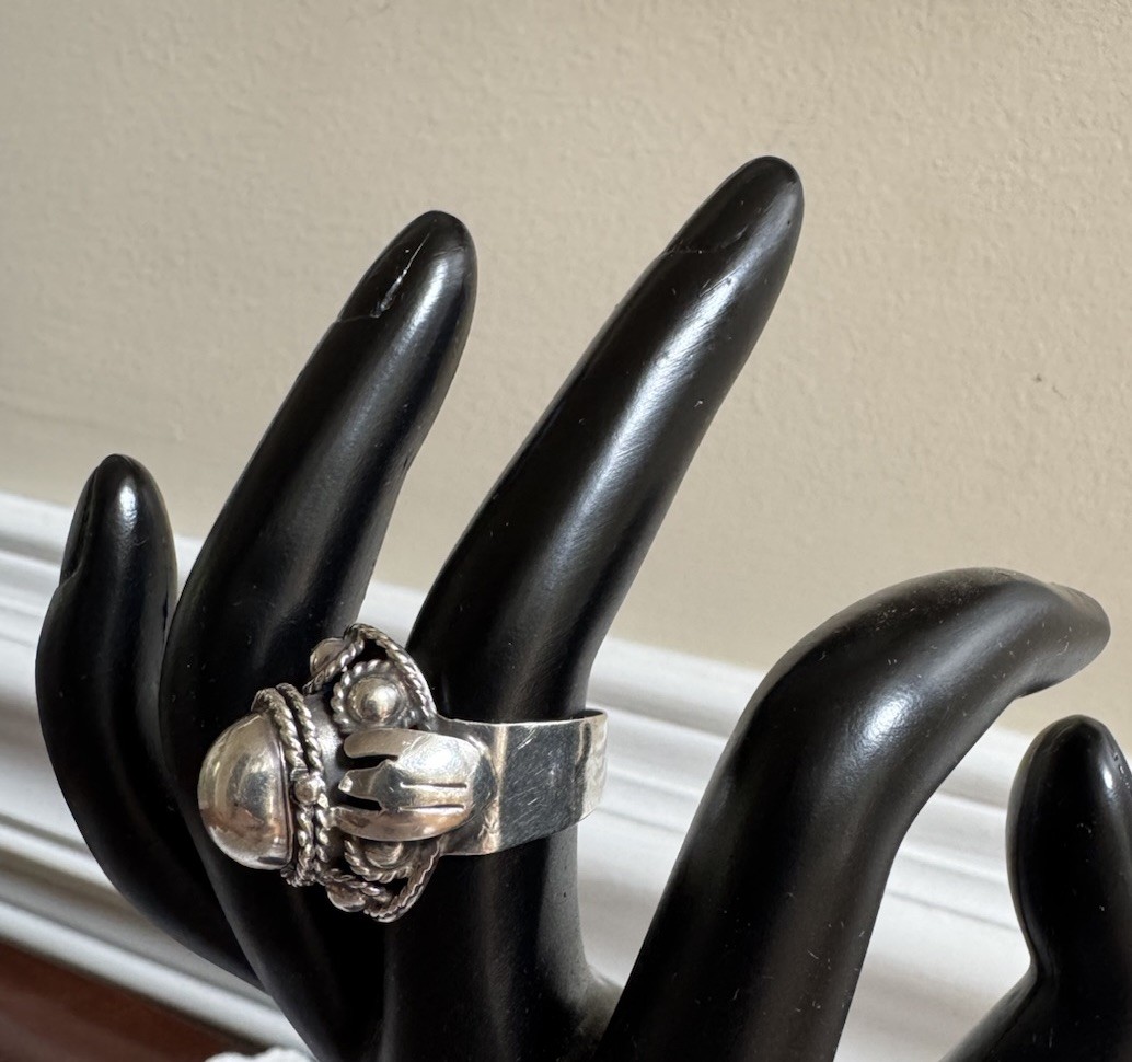 Vintage Sterling Silver Taxco Mexico Poison Ring Size 7-9 Adjustable Rare