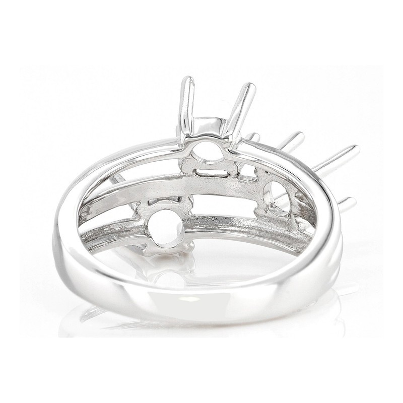 925 Sterling Silver Round 5mm Semi Mount Stackable Without 3-Stone Ring DIY