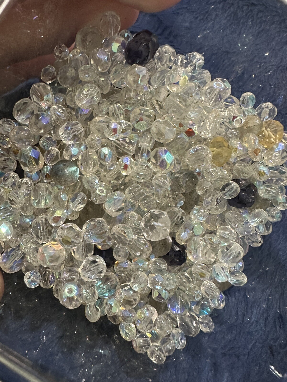 Swarovski AB,sapphire And Citrine Bead Lot. 4-7mm. 114g