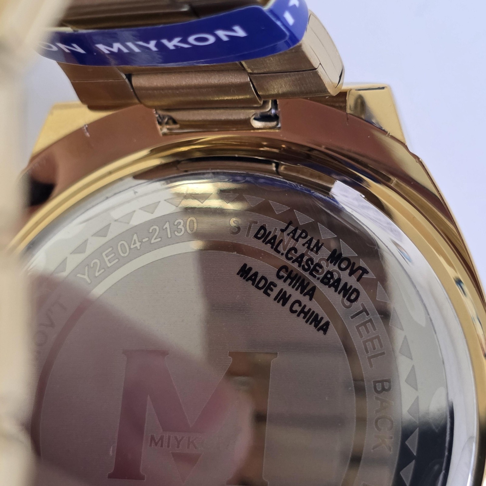 Miykon Mens Gold Tone Quartz Watch Water Resistant 30 Meters Gem Dial Y2E04-2130