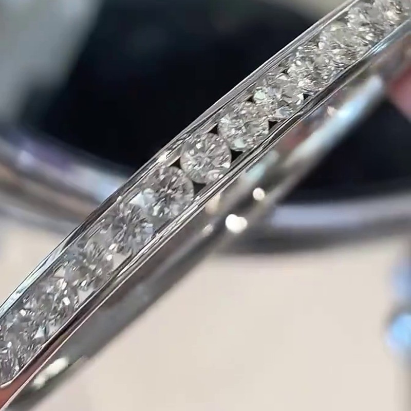 1.90 Ctw Round Cut Moissanite Bracelet Bangle Channel Set 14K White Gold Plated