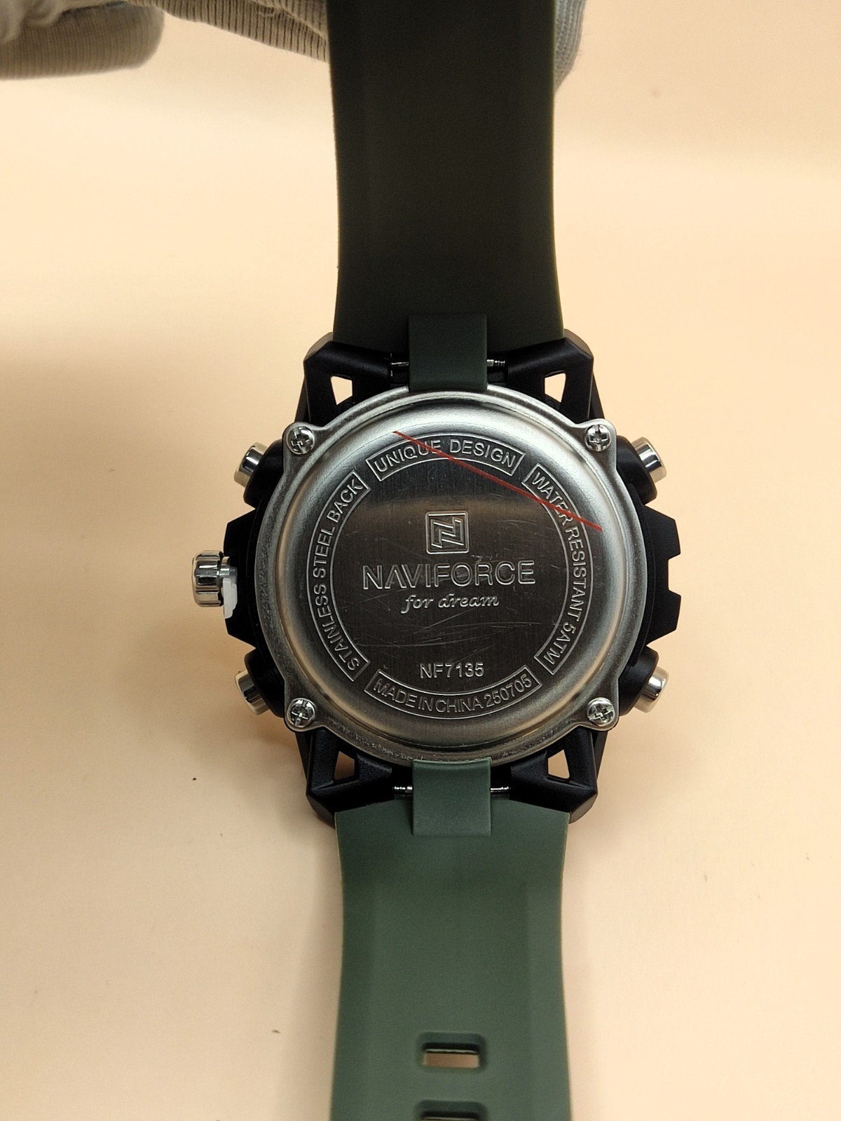 #Rare Naviforce Black Dial Digi Ana Rubber Band Refurbished Men’s Wrist Watch