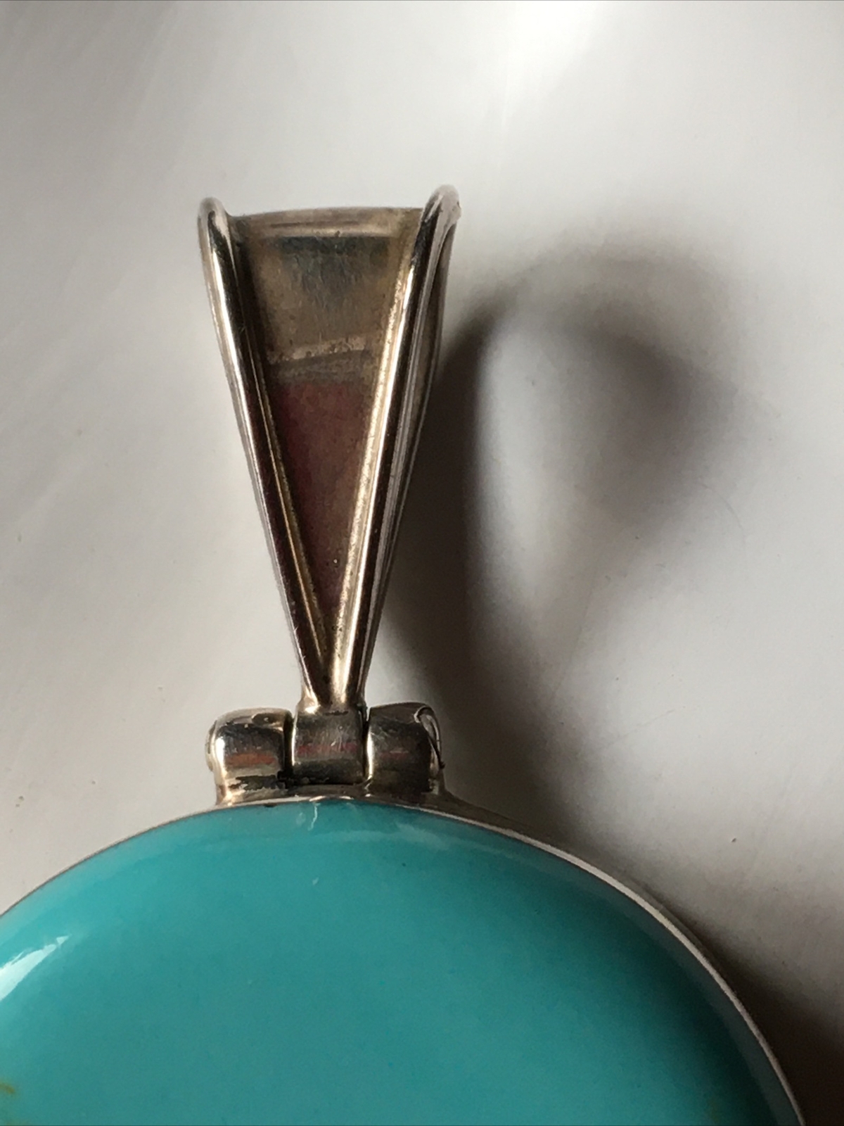 Round Turquoise 925 Sterling Silver Pendant approx 1″ Round