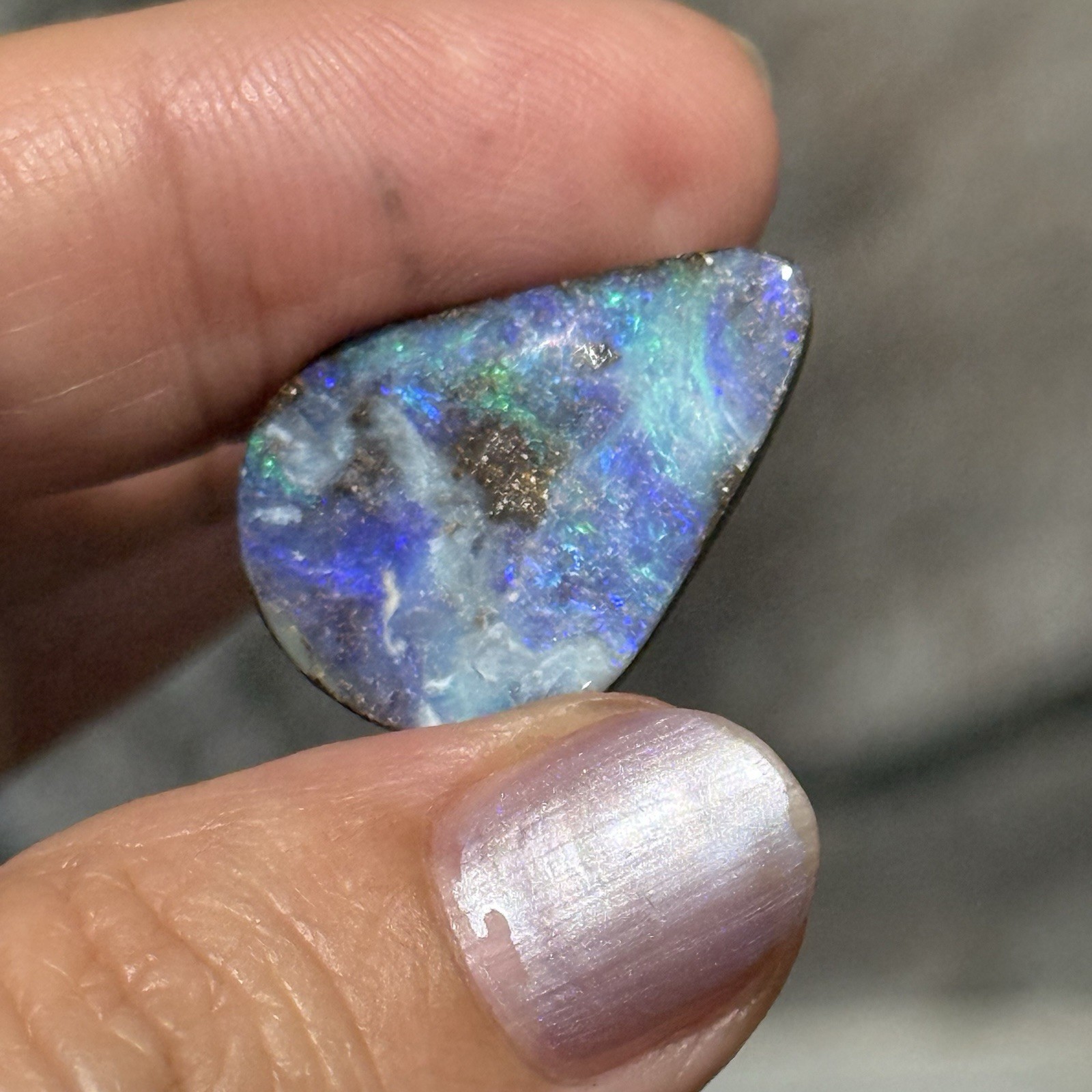 13.45ct 23.9x17x4.5mm Caribbean Blue Australian Boulder Opal Teardrop Cabochon