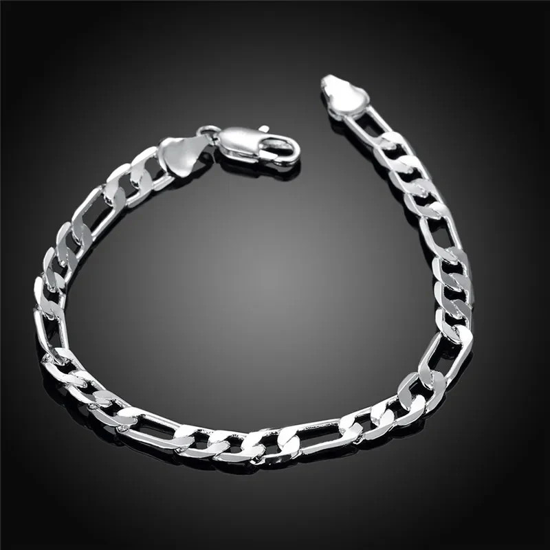 top quality beautiful 925 Sterling Silver Bracelet Jewelry fashion charm Men
