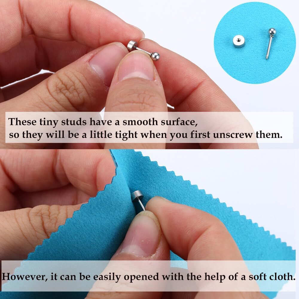16 Pairs Tiny Cartilage Stud Earrings for Women Men Surgical Steel Flat Back