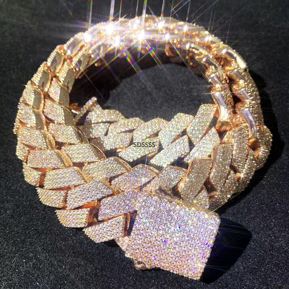 20mm Hip Hop Cubic Zirconia Men Rap Jewelry Miami Cuban Chain Necklace Bracelet