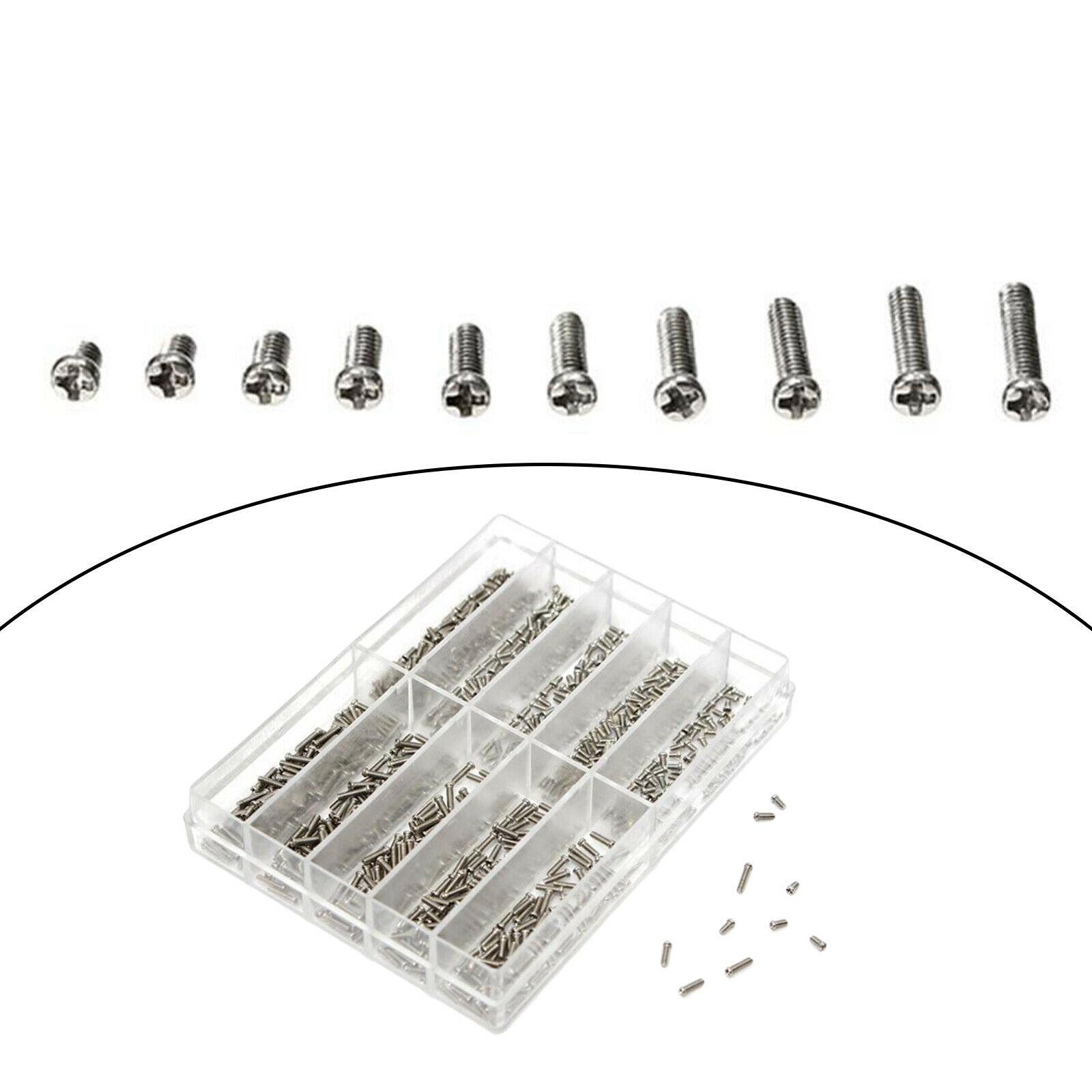600PCS Steel Watch Back Cover Screw Phillips Watch Repairing Tools W/Box