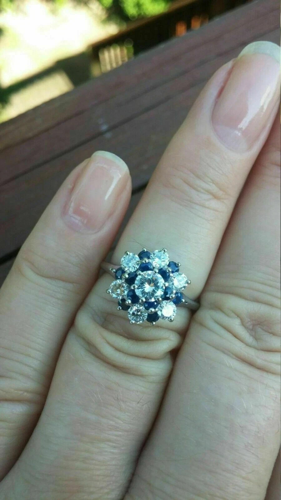 2.50 Ct Round Cut Natural Sapphire Diamond Wedding Ring 14K Solid White Gold 6