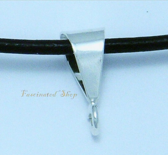 925 Sterling Silver 14x6x7mm Pendant BAIL w/ 4.5mm Open Ring Findings New 1pc.