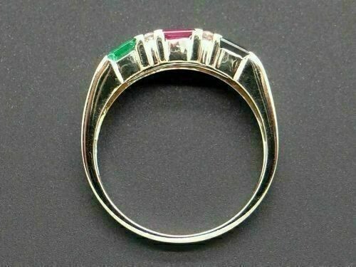 2 Ct Baguette Lab Created Emerald Ruby Sapphire Band Ring 14K Yellow Gold Plated