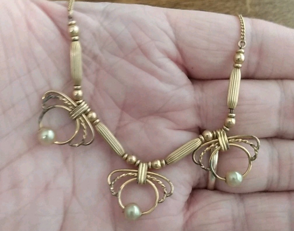 Vintage GOLD FILLED & Faux Pearl BEADED 20” NECKLACE – 13.0g