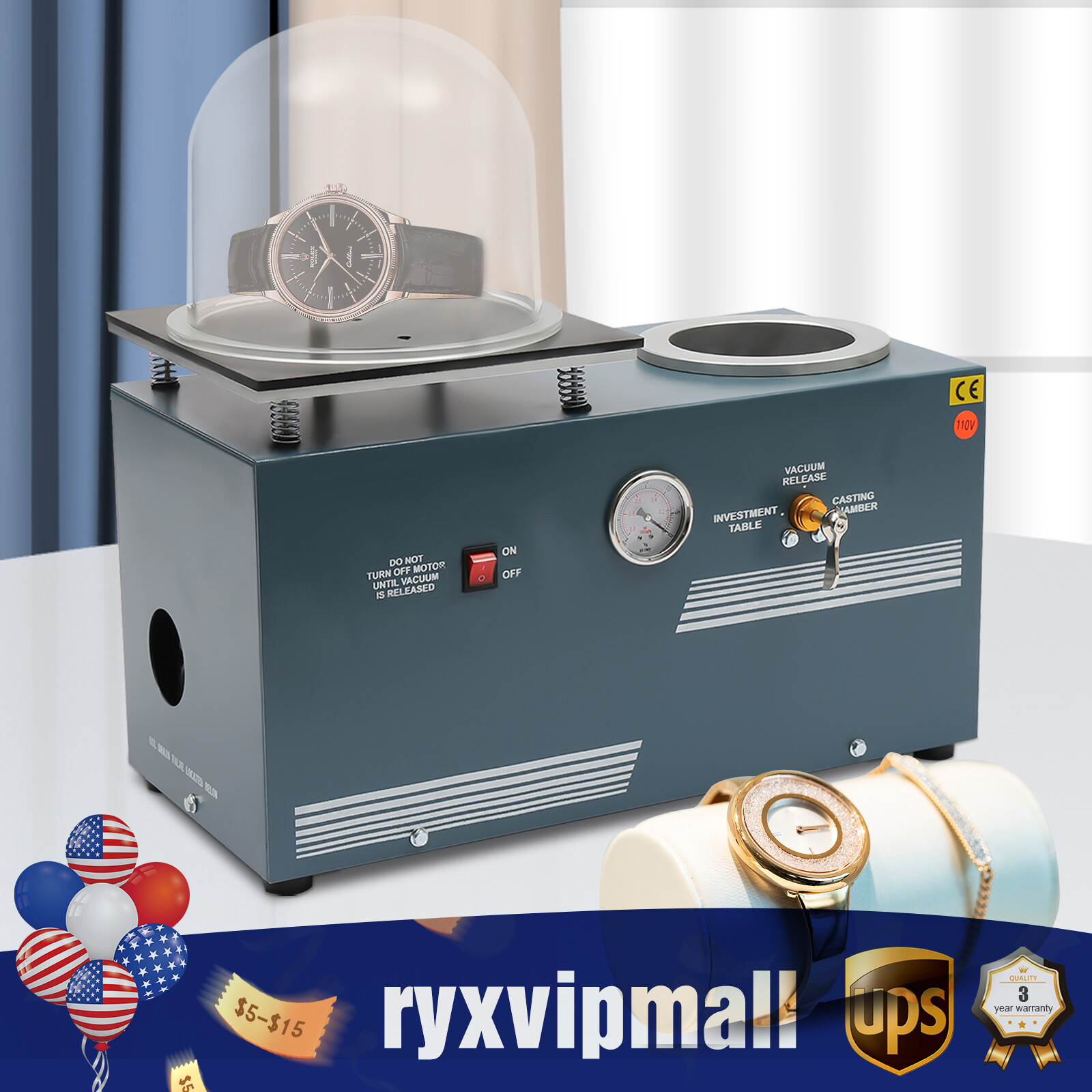 110V 2L Vacuum Investing Casting Investment Machine for Jewelry Lost Wax Cast