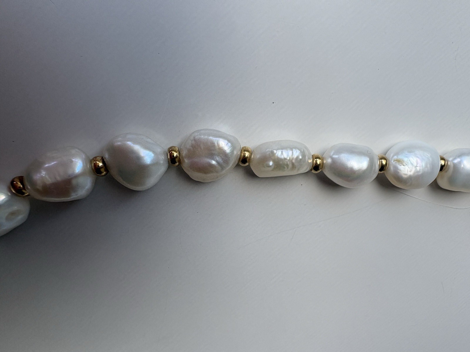 Nialaya Men’s Baroque Freshwater Pearl Necklace 18k Gold Plated 20 Inches Long