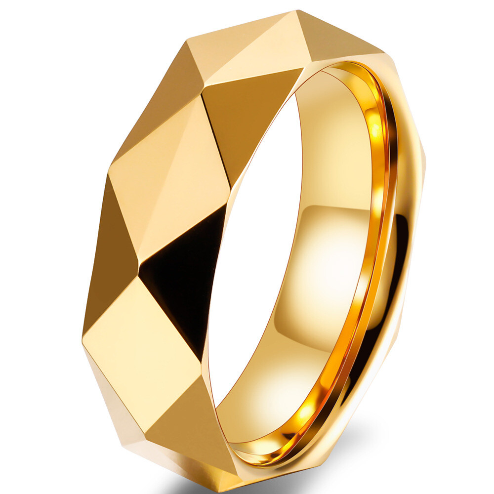 6mm Tungsten Men Wedding Bands Multi-Faceted Promise Ring Comfort Fit Size 7-13