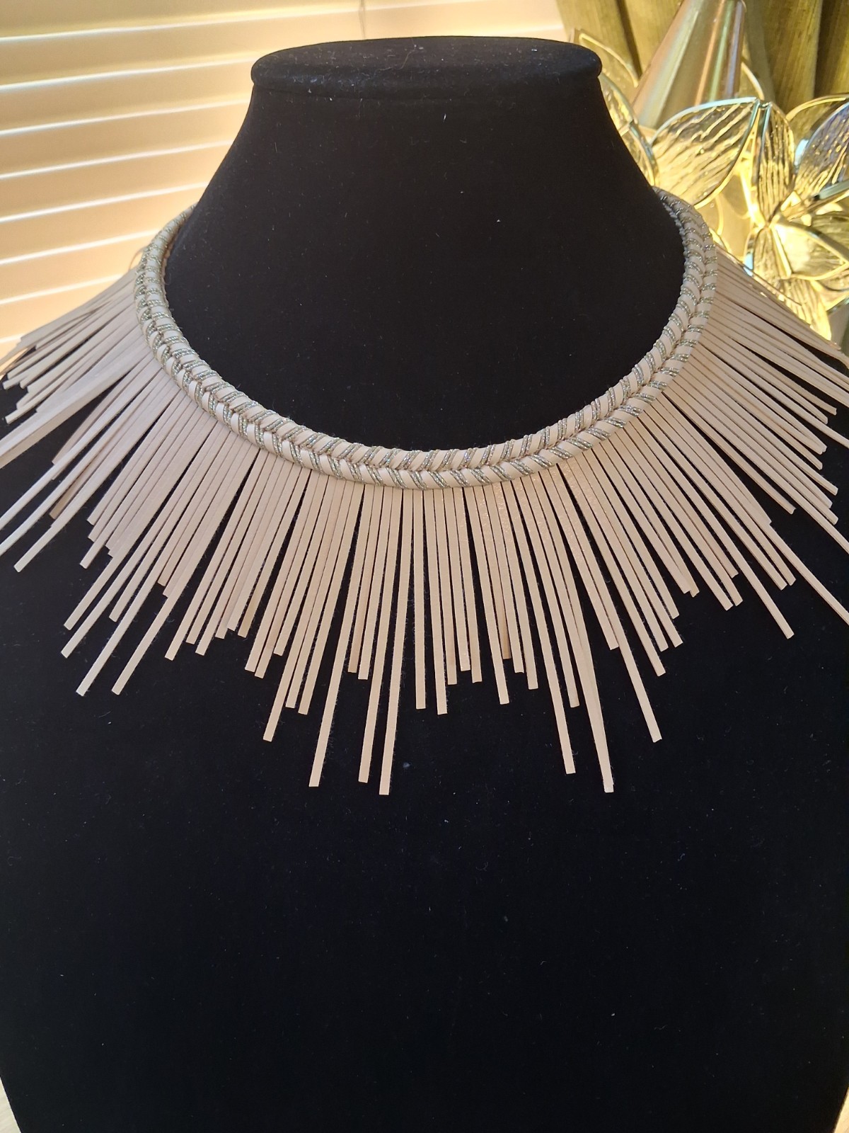 Leyla Gans 18″ Sunburst Statement NecklaceBohemian yet luxurious,