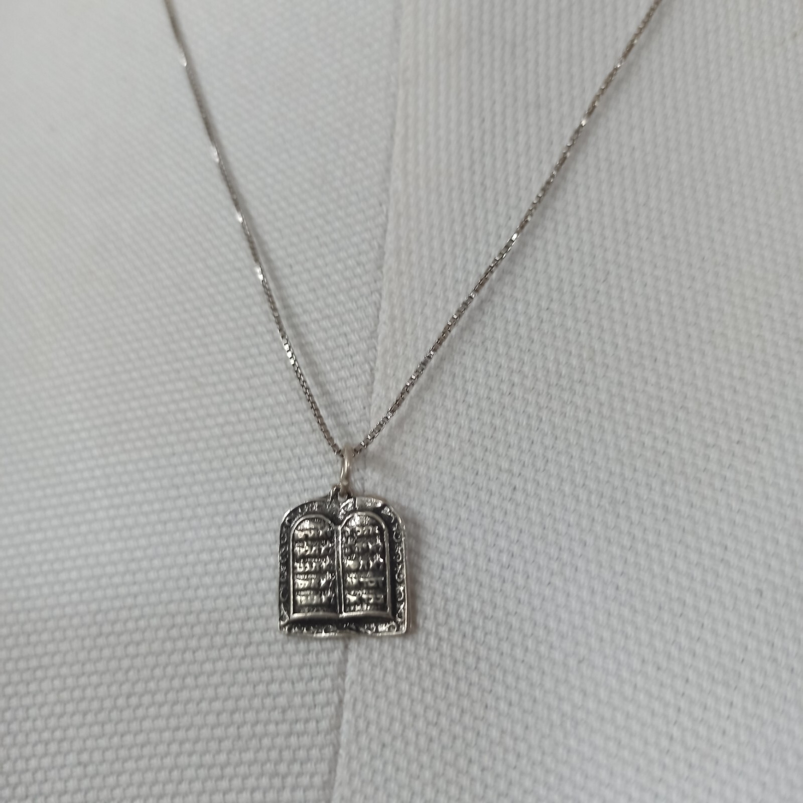 Ten Commandments Necklace Vintage Silver 925 Hebrew Men Women Jewish VTG Gift 19