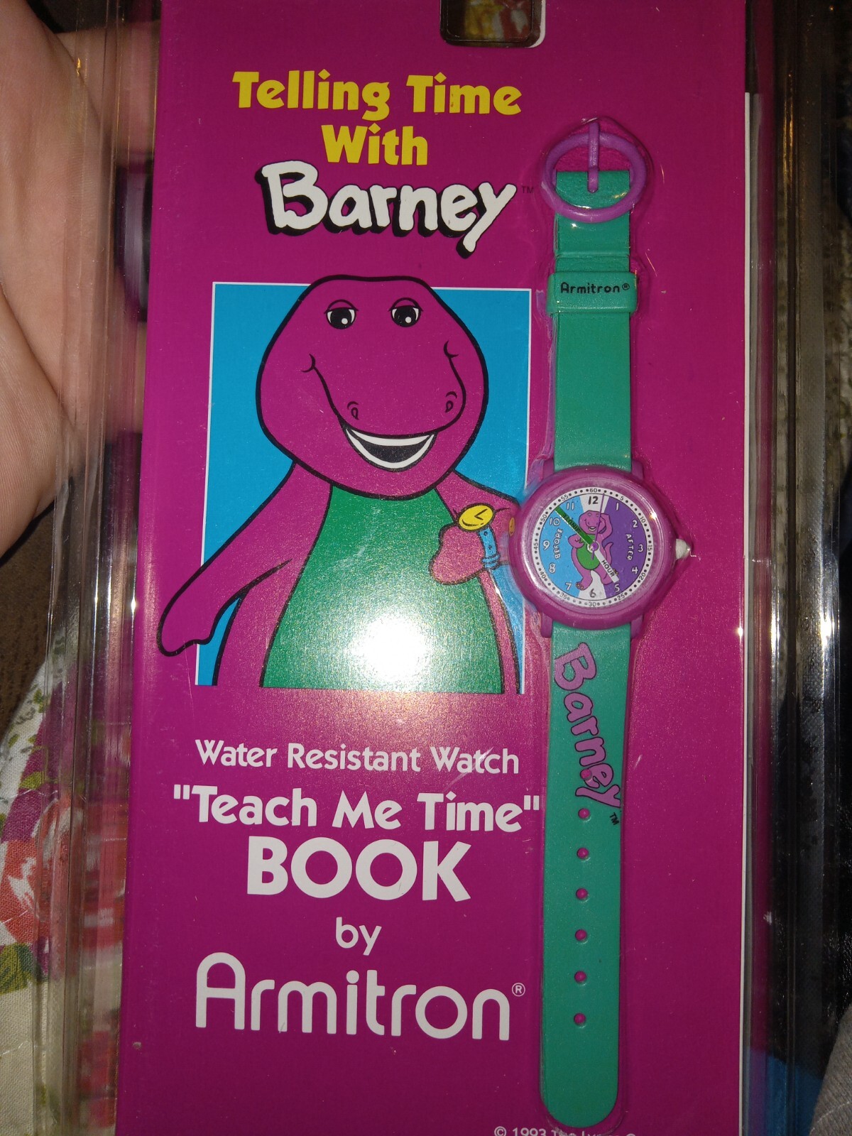 Barney Telling Time Water Purple Watch & Teach Me Time Book By Armitron