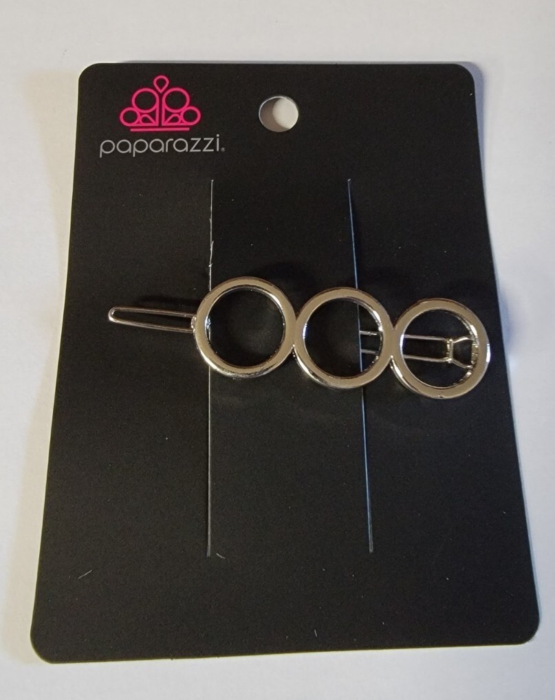 A Hole Lot Of Trouble Silver Paparazzi Hair Clip Accessory