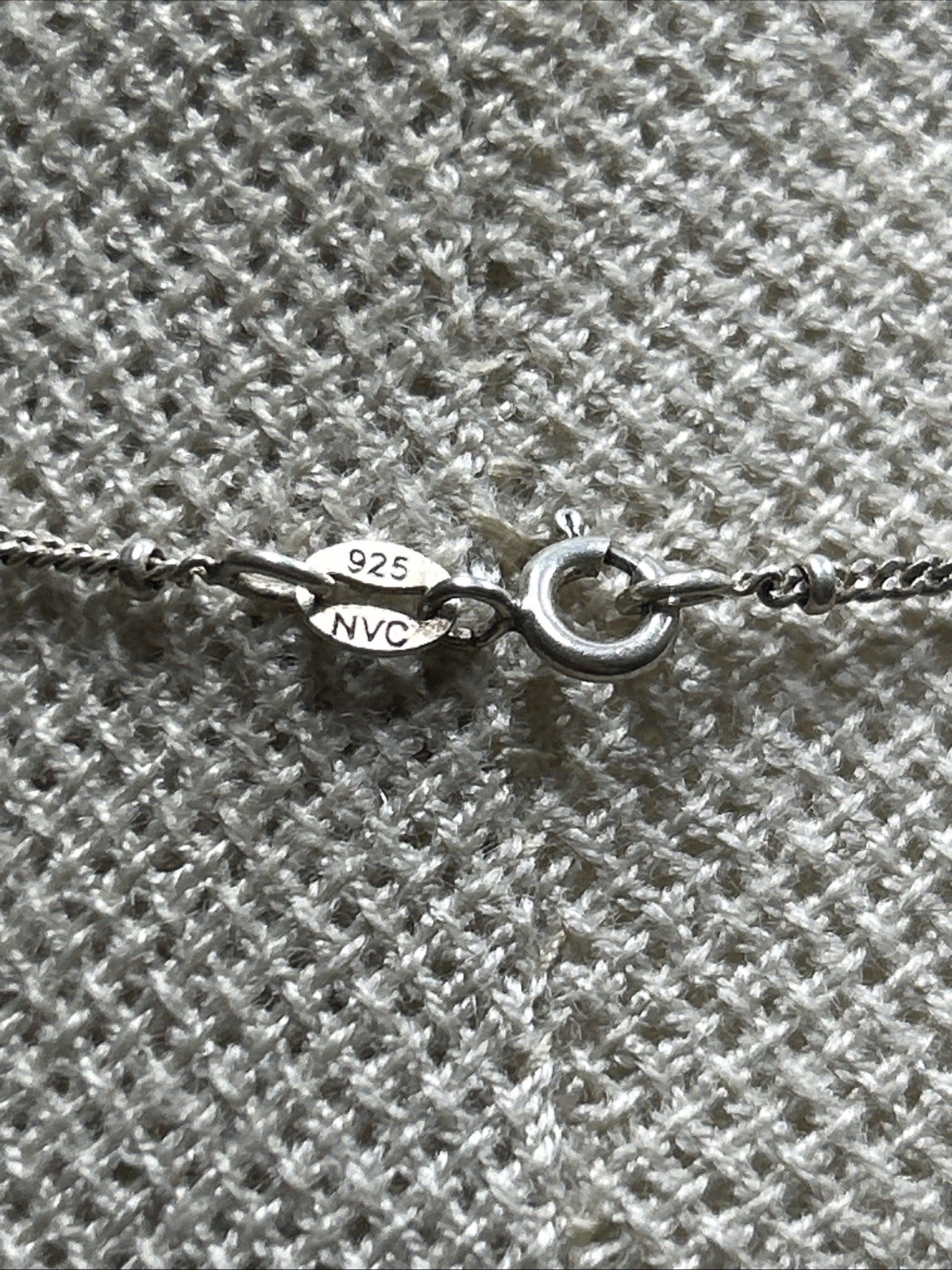 44. NVC Sterling 925 Ball Curb chain Letter Initial B Pendant Necklace 19″, 5.6g