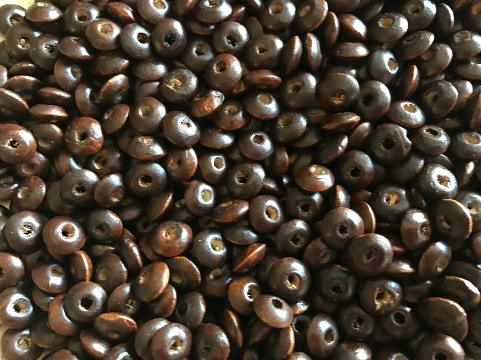 NATURAL WOOD BEADS SPACERS LEAD FREE RONDELLE COCONUT BROWN 6MM HOLE 2MM