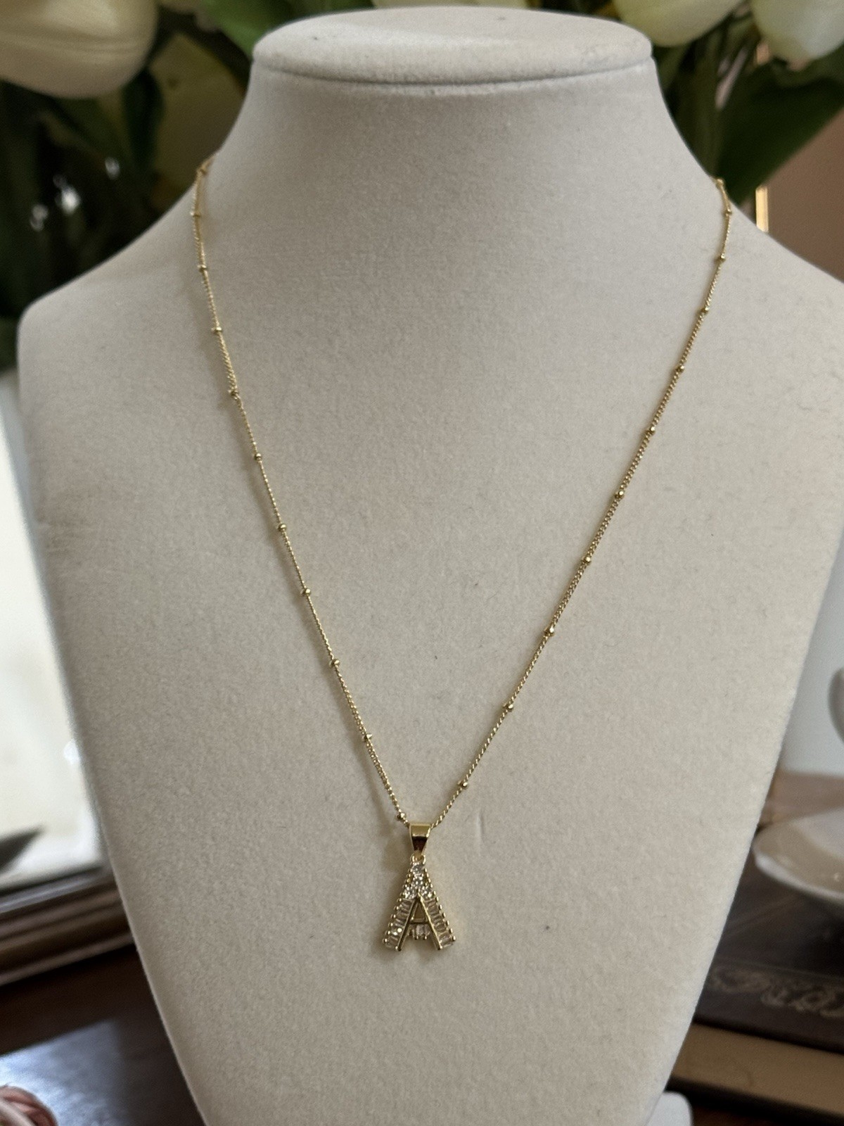Bubble Initial Necklace Letter A Gold Puffy Pendant Necklace