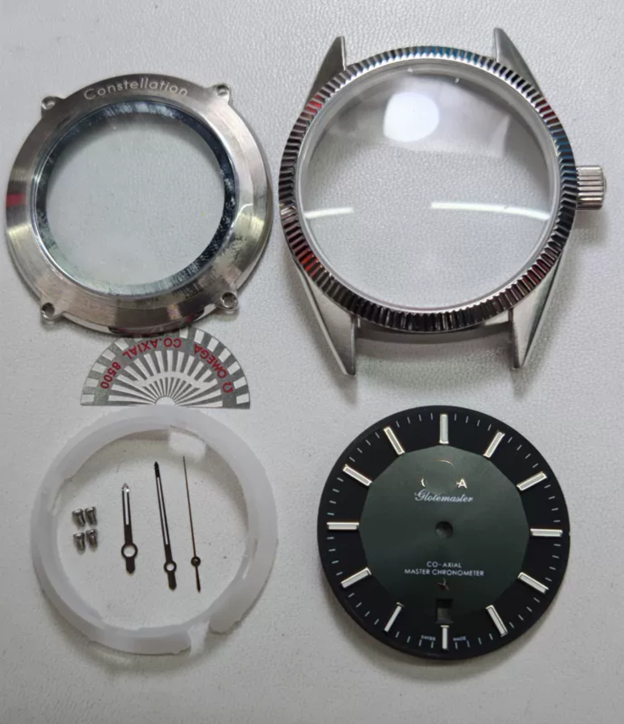DIY Watch Part Kit for Globemaster 2813 8205 39mm Case+Dial+Hands+Leather Strap