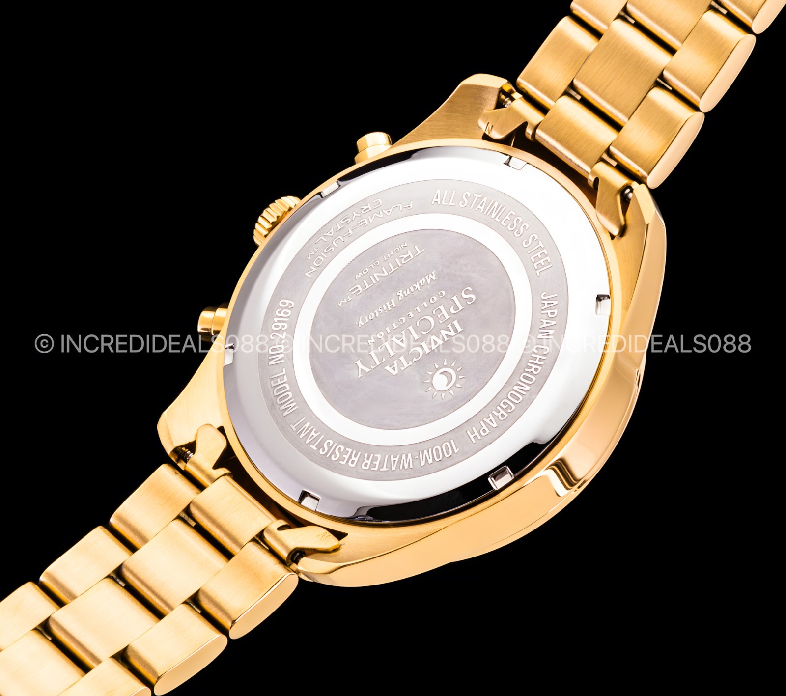 Invicta Mens SPECIALTY CHRONOGRAPH Blue 18K Gold Dial 48mm Bracelet Watch Reloj