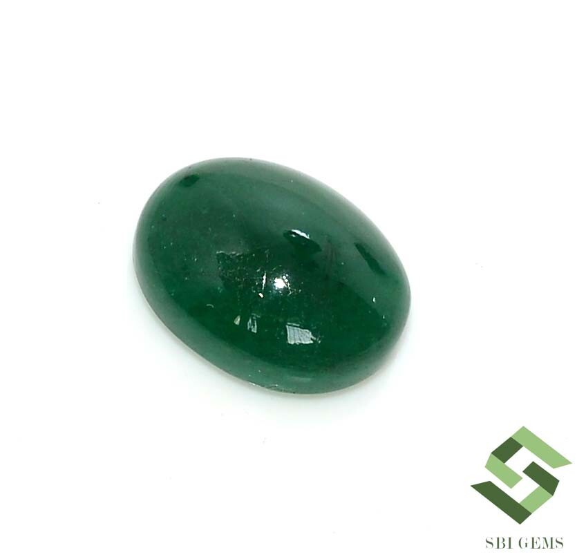 14×11 mm Certified Natural Emerald Oval Cabochon 7.36 CTS Loose Gemstone