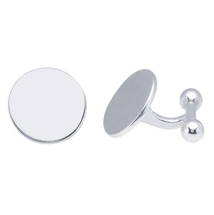New .925 Sterling Silver Round Blank Cufflink Settings Engravable Pad Findings