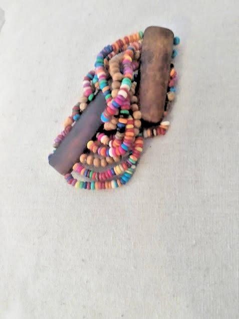 Multi-Color Wood and Beaded Multi Strand Bracelet
