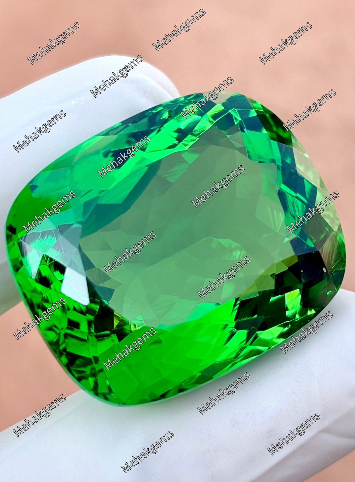 105 Ct Green Peridot Cushion Cut Gemstone, Rare Collector Size Statement Jewelry