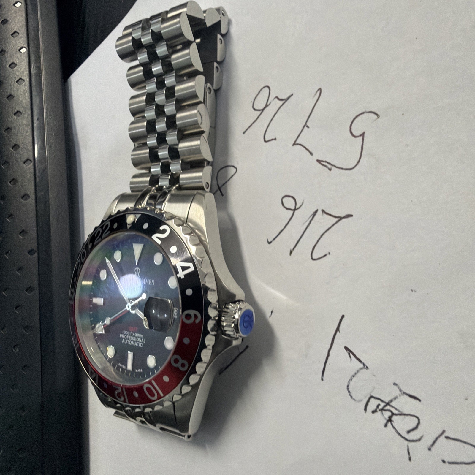 Revue Thommen Men’s ‘Diver’ GMT Black Dial Black & Red Bezel Watch 17572.2236