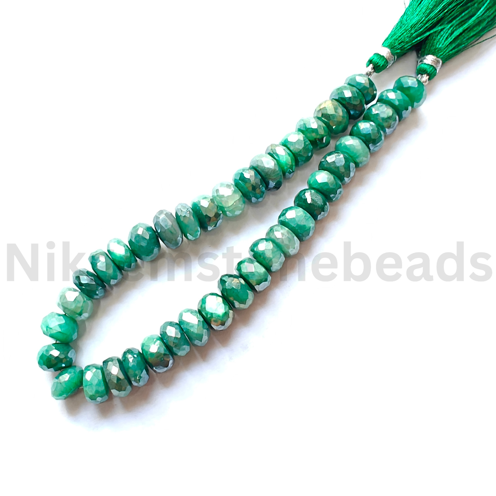 Natural Mystic Plated Green Moonstone Beads, Briolette Faceted Rondelle Stone.