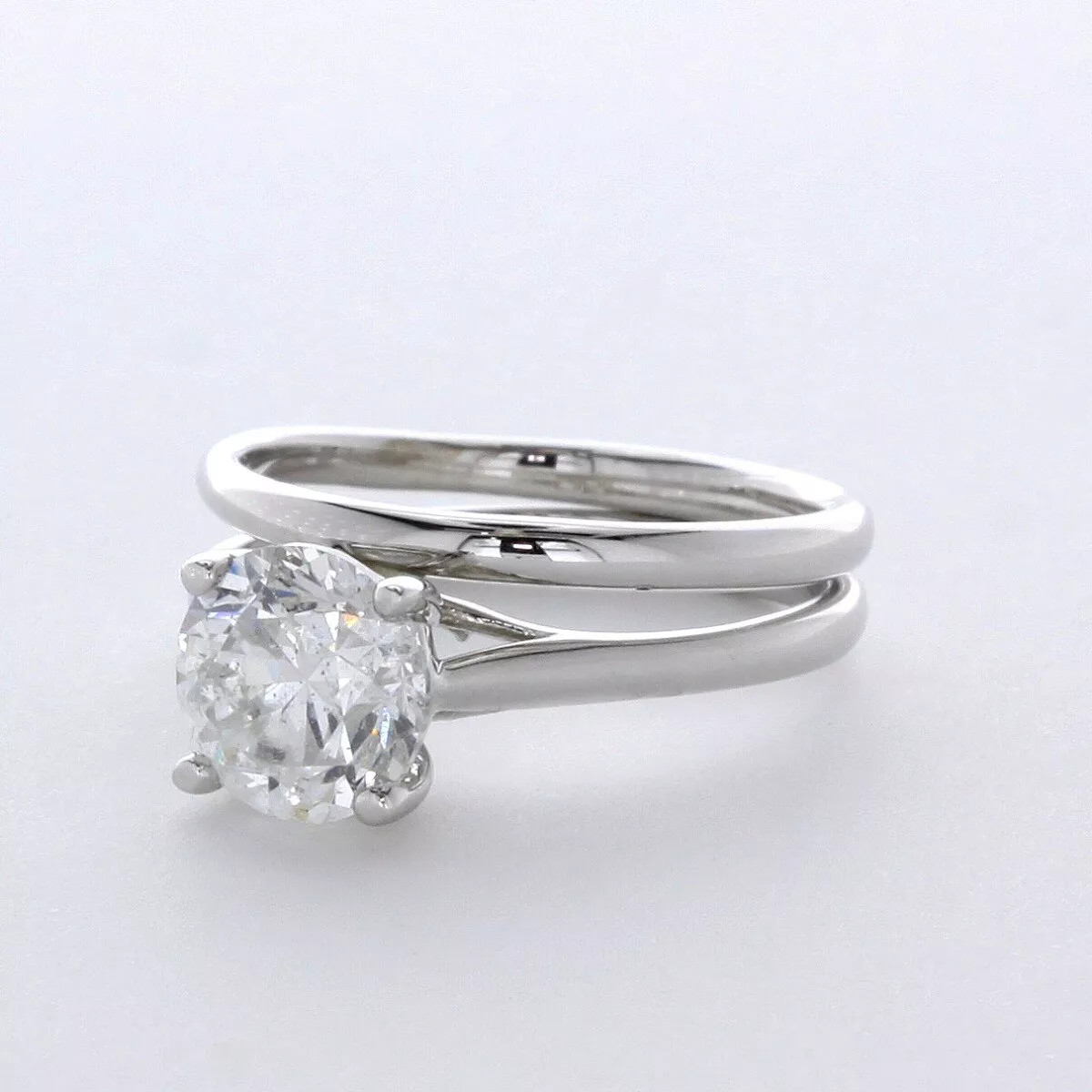 Solitaire Engagement Ring Set 14K Gold 2.52 Carat Round Lab-Grown Diamond E SI1